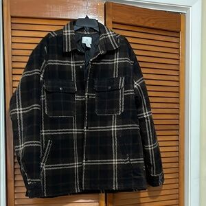 H&M Black and White Lightweight Shirt Jacket